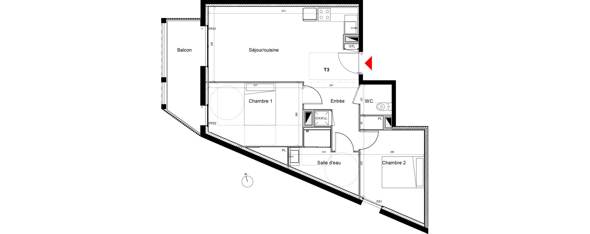 Appartement T3 de 58,90 m2 &agrave; Eysines Centre