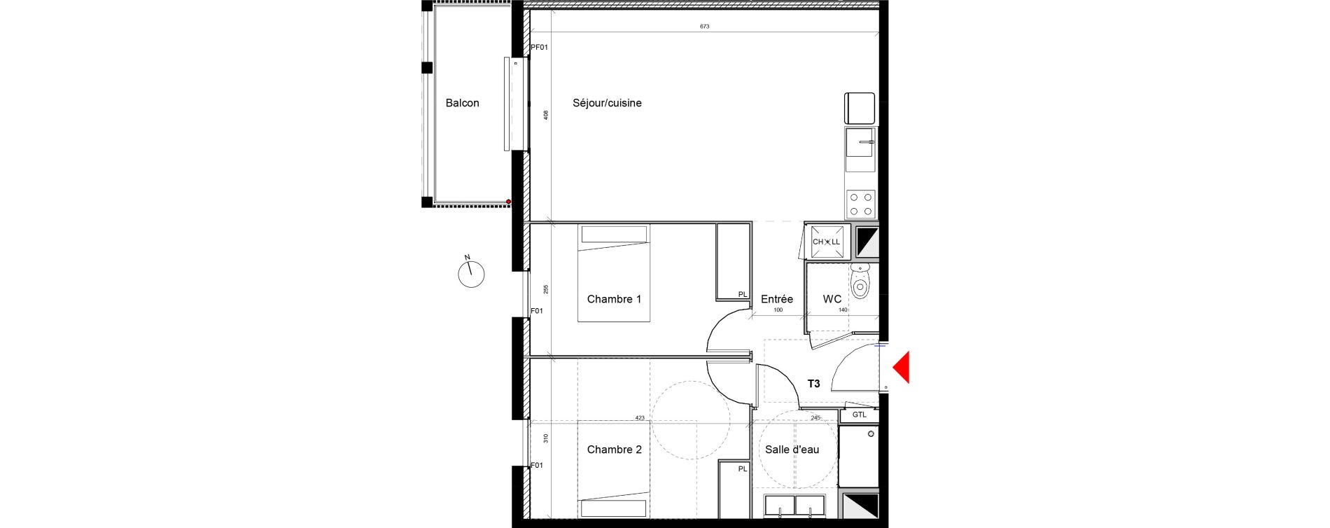 Appartement T3 de 64,20 m2 &agrave; Eysines Centre