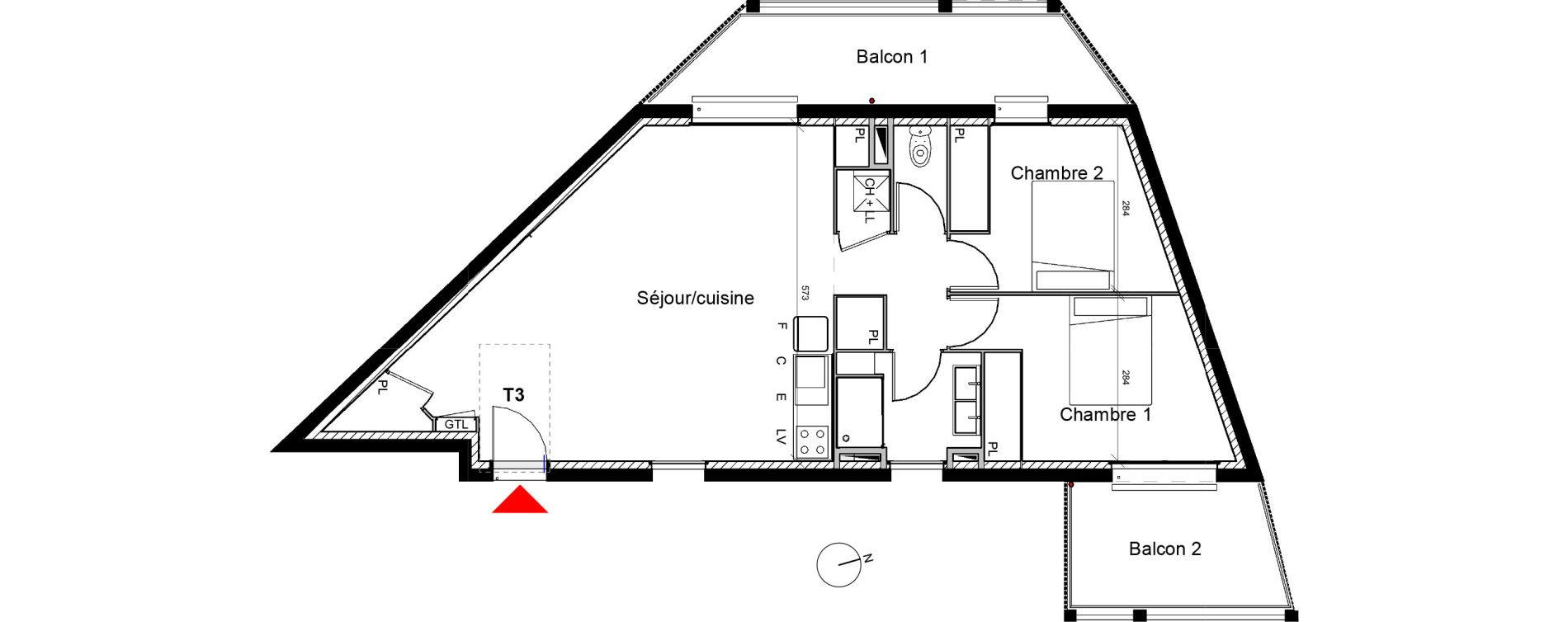 Appartement T3 de 66,50 m2 &agrave; Eysines Centre