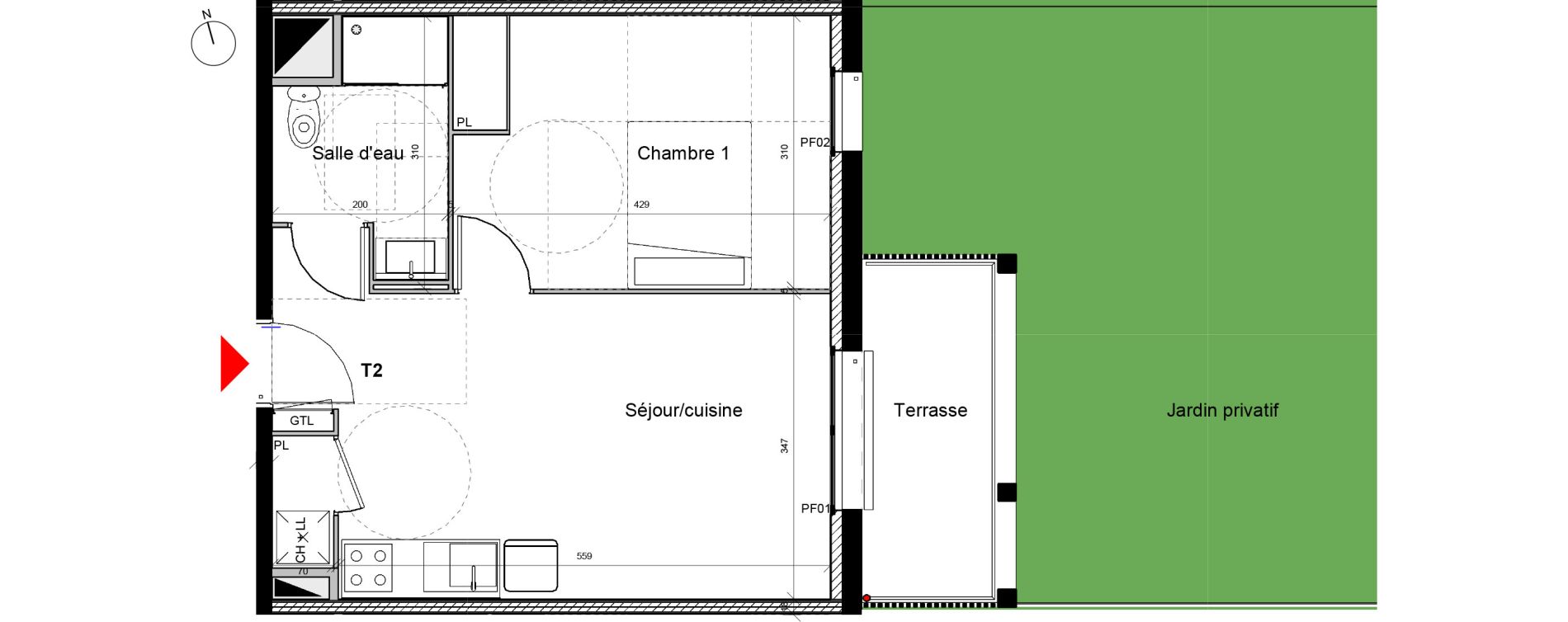 Appartement T2 de 40,40 m2 &agrave; Eysines Centre