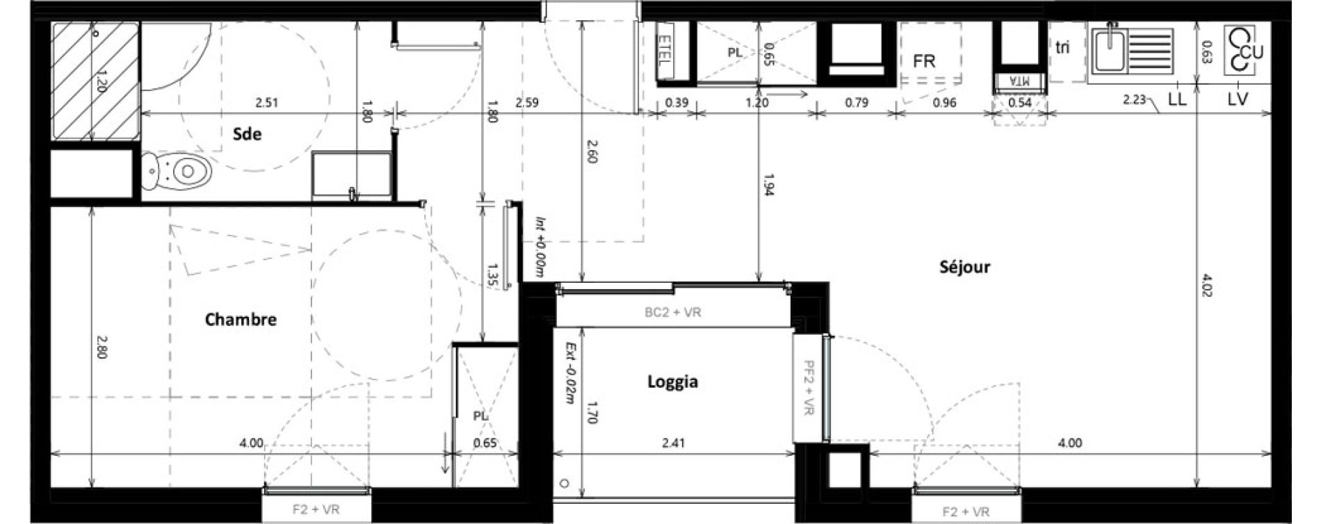Appartement T2 de 48,99 m2 &agrave; Floirac Zac garonne eiffel