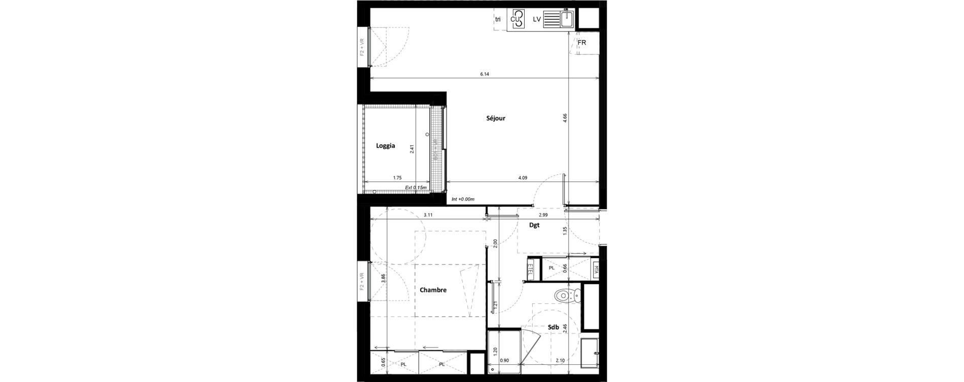 Appartement T2 de 53,42 m2 &agrave; Floirac Zac garonne eiffel