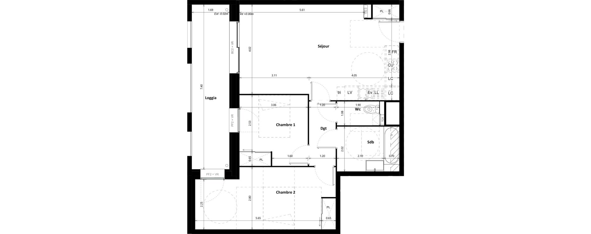 Appartement T3 de 68,96 m2 &agrave; Floirac Zac garonne eiffel