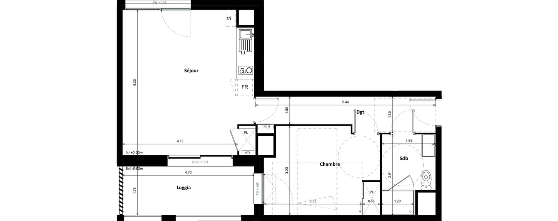 Appartement T2 de 50,63 m2 &agrave; Floirac Zac garonne eiffel