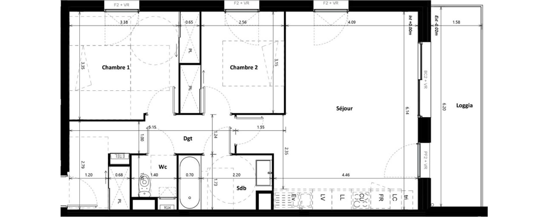 Appartement T3 de 65,78 m2 &agrave; Floirac Zac garonne eiffel