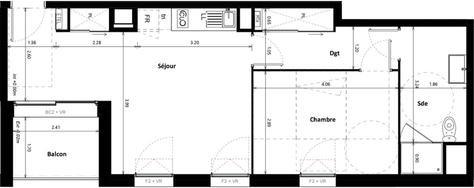 Appartement T2 de 50,81 m2 &agrave; Floirac Zac garonne eiffel