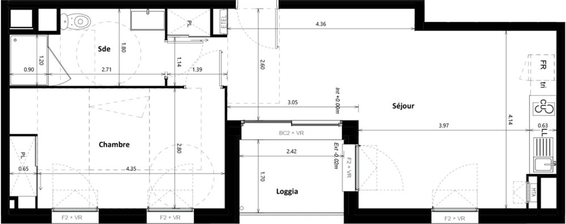 Appartement T2 de 50,40 m2 &agrave; Floirac Zac garonne eiffel