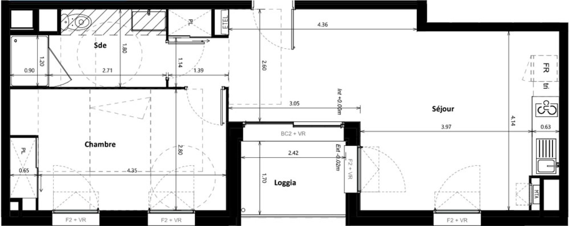 Appartement T2 de 50,40 m2 &agrave; Floirac Zac garonne eiffel