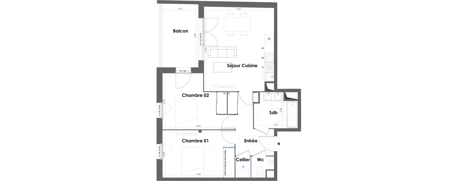 Appartement T3 de 65,42 m2 &agrave; Floirac La souys