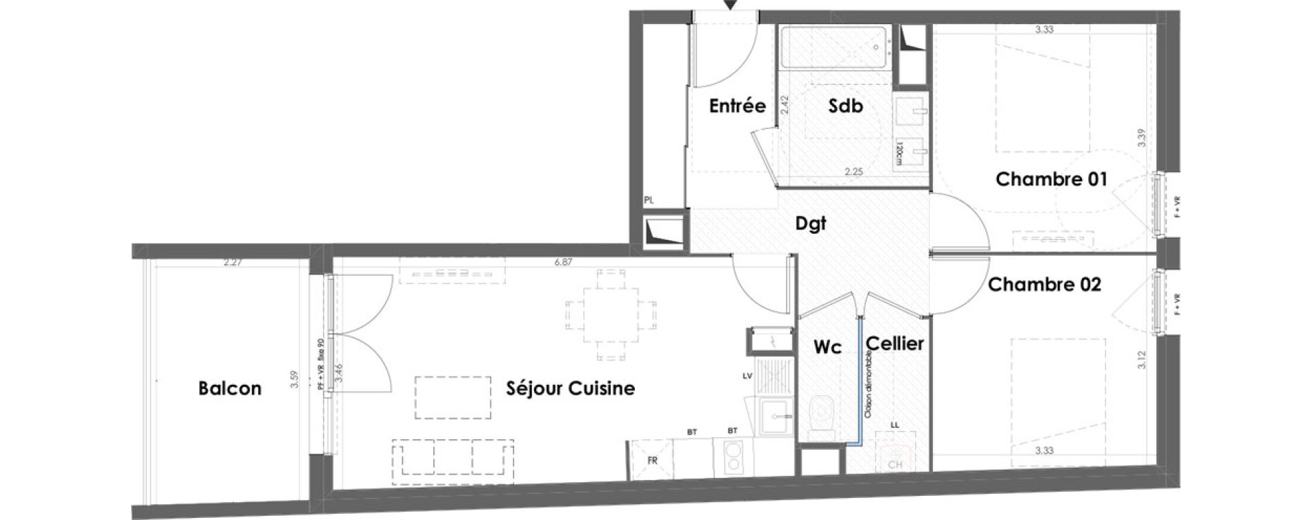 Appartement T3 de 63,81 m2 &agrave; Floirac La souys