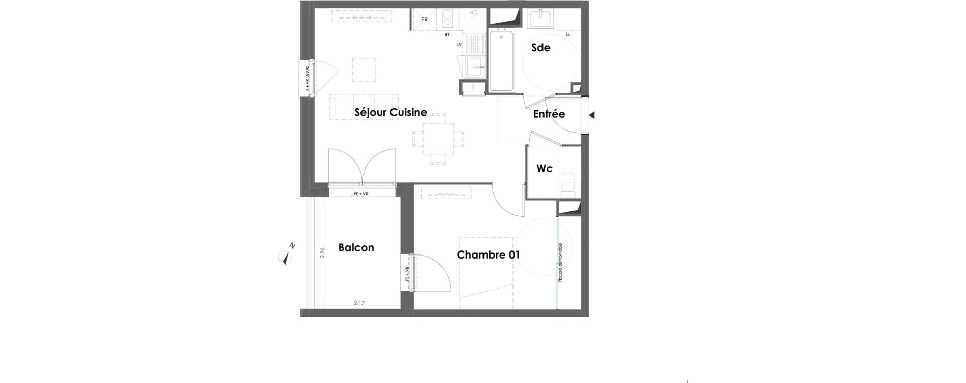 Appartement T2 de 45,59 m2 &agrave; Floirac La souys