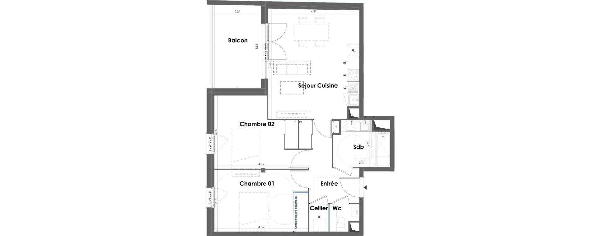 Appartement T3 de 65,42 m2 &agrave; Floirac La souys