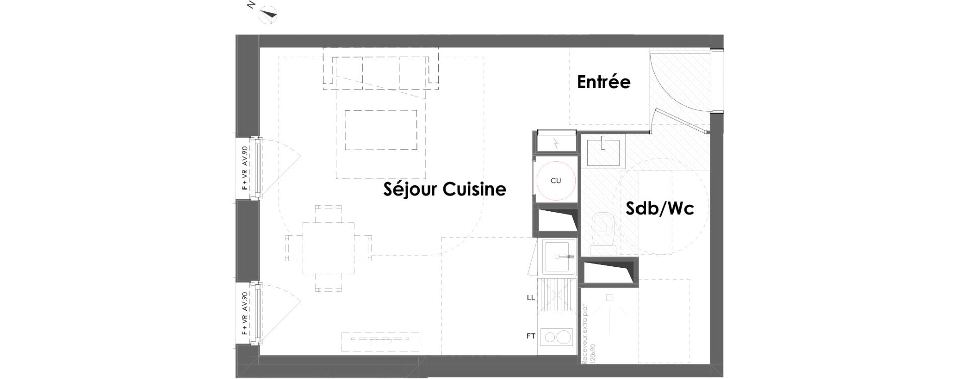 Appartement T1 de 32,59 m2 &agrave; Floirac La souys