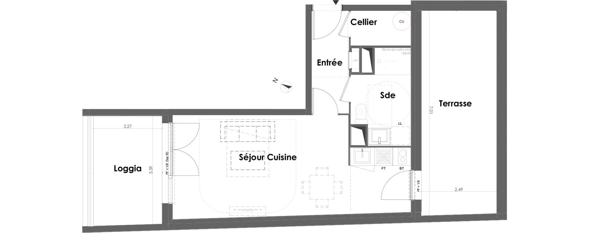 Appartement T1 de 36,10 m2 &agrave; Floirac La souys