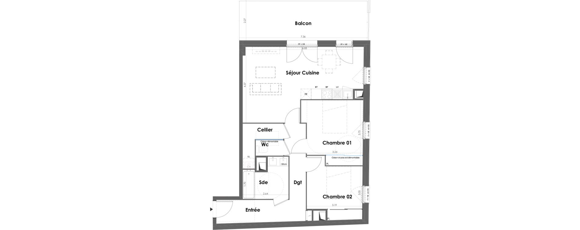 Appartement T3 de 68,02 m2 &agrave; Floirac La souys