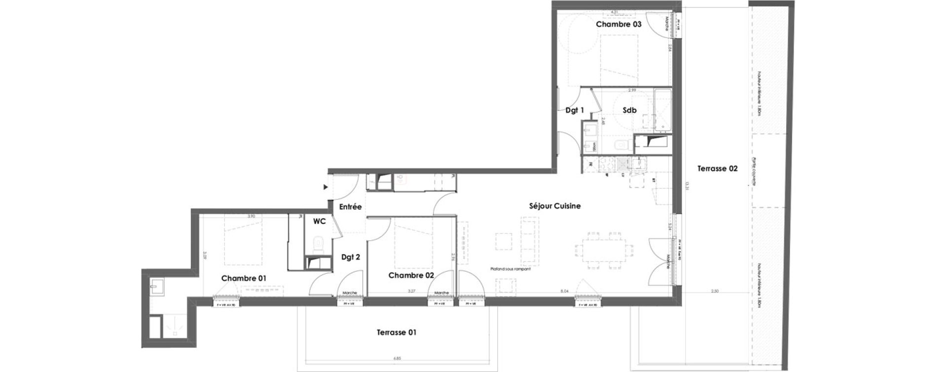 Appartement T4 de 98,85 m2 &agrave; Floirac La souys