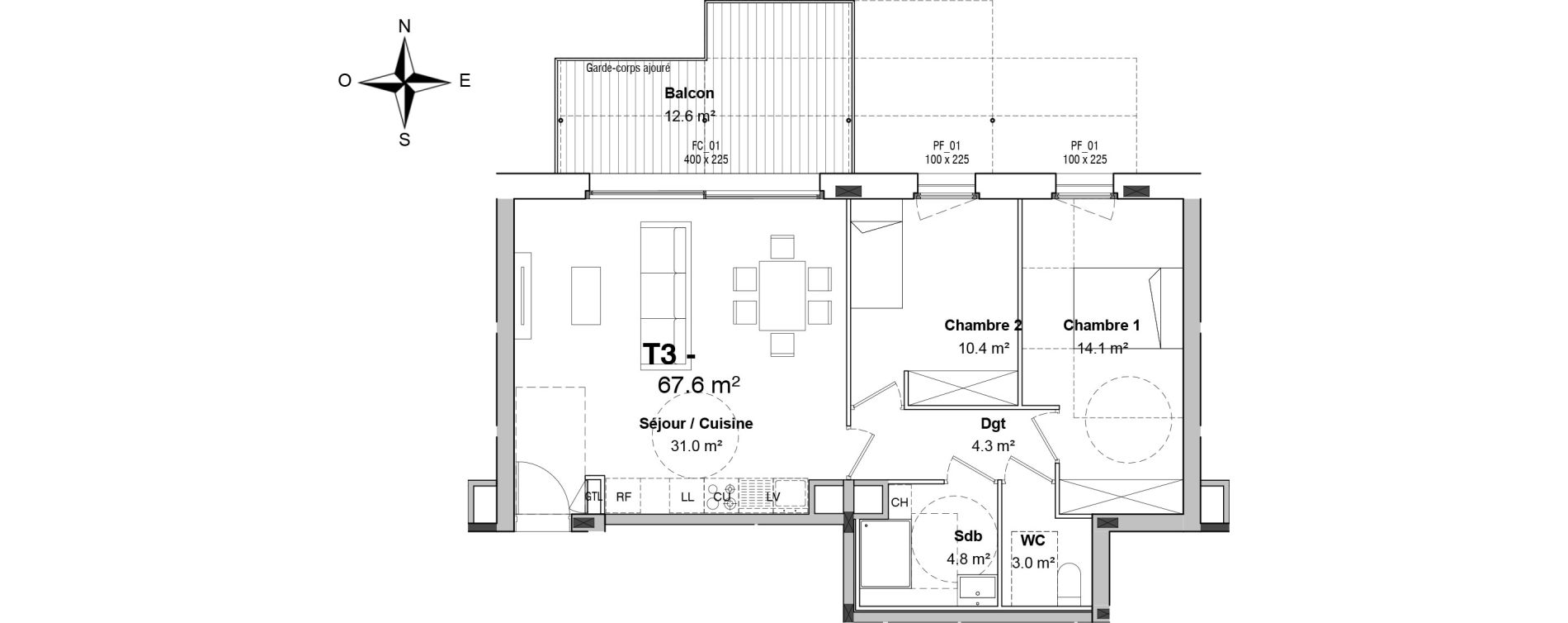 Appartement T1 de 67,60 m2 &agrave; Floirac Floirac lib&eacute;ration