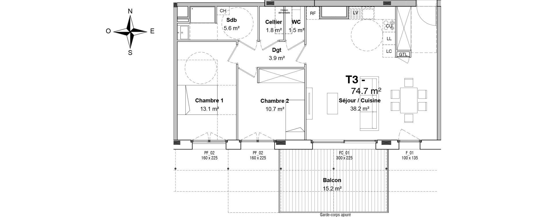 Appartement T3 de 74,70 m2 &agrave; Floirac Floirac lib&eacute;ration