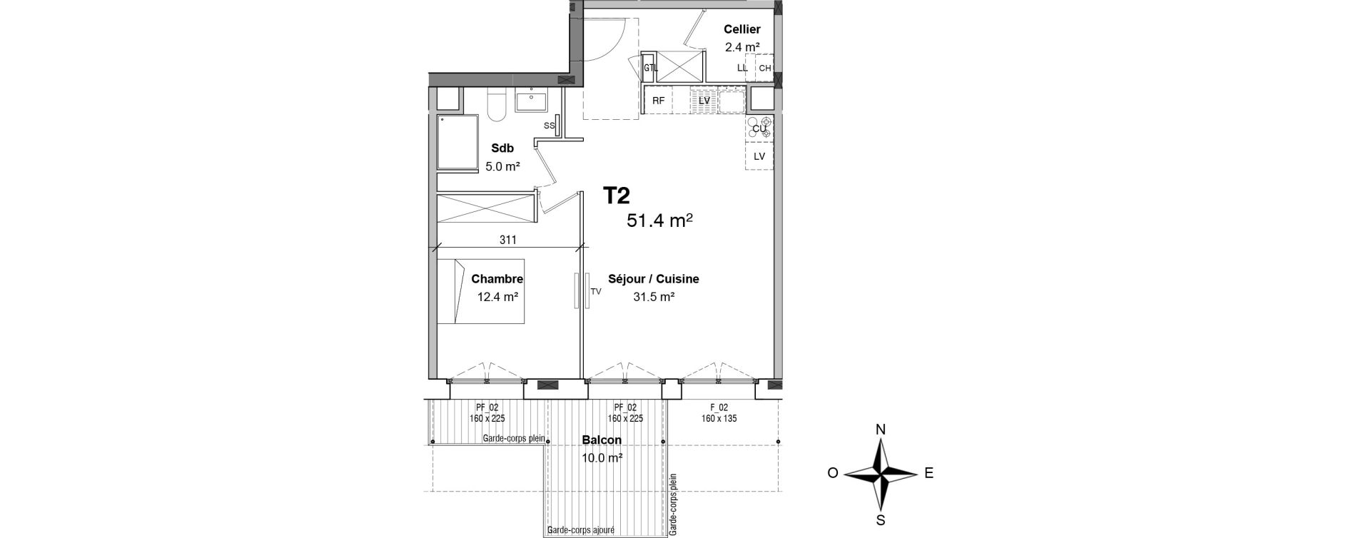 Appartement T2 de 51,30 m2 &agrave; Floirac Floirac lib&eacute;ration