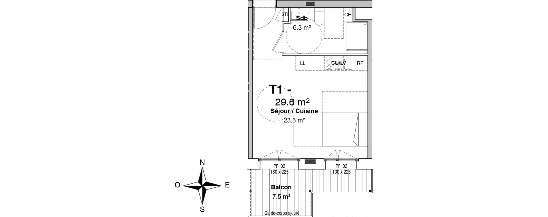 Appartement T1 de 29,60 m2 &agrave; Floirac Floirac lib&eacute;ration