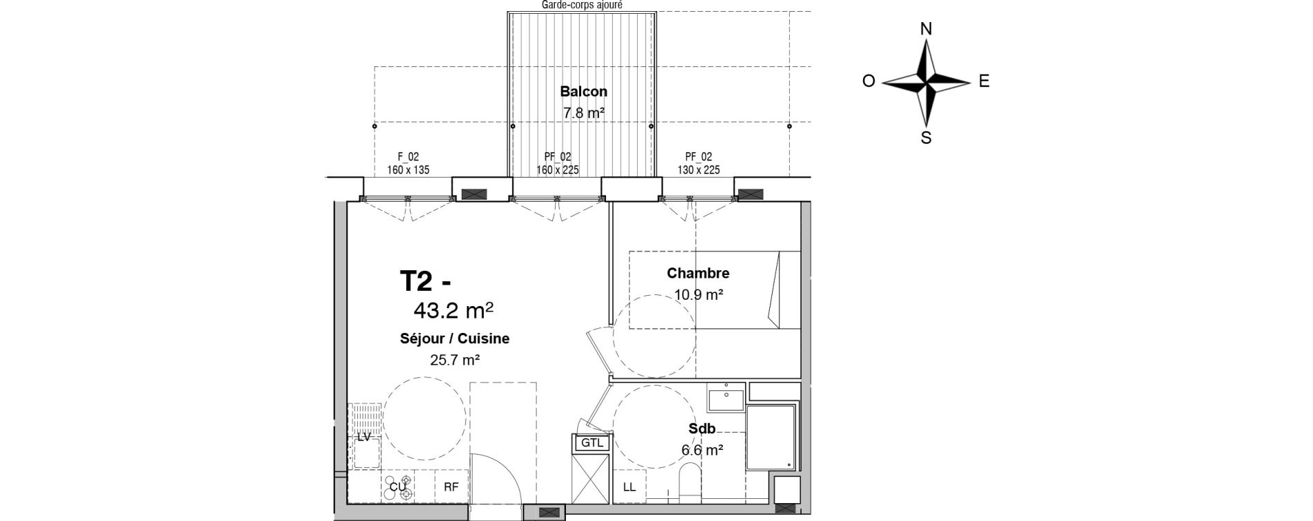 Appartement T2 de 43,20 m2 &agrave; Floirac Floirac lib&eacute;ration
