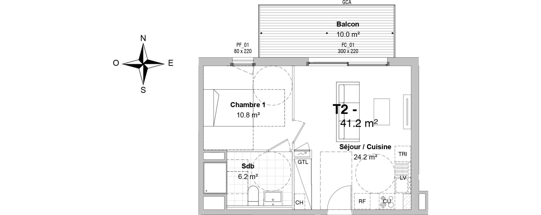 Appartement T2 de 41,20 m2 &agrave; Floirac Floirac lib&eacute;ration
