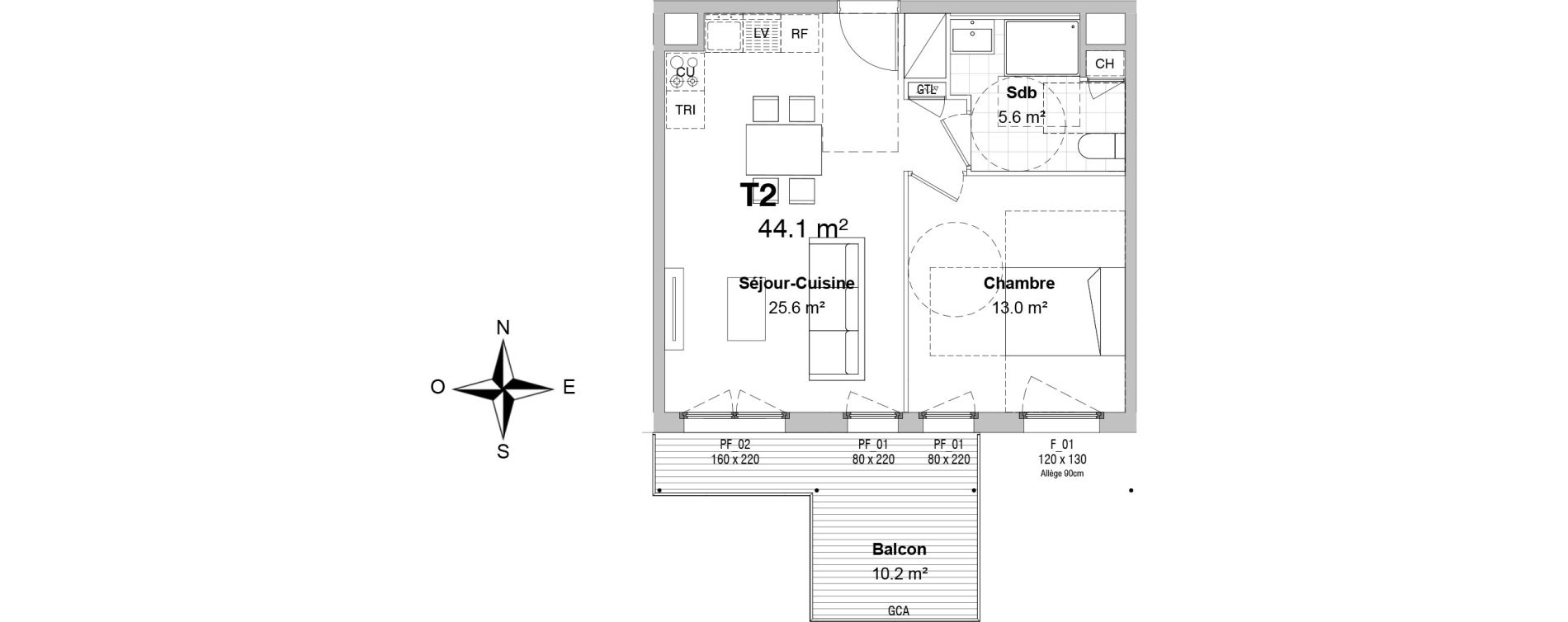 Appartement T2 de 44,10 m2 &agrave; Floirac Floirac lib&eacute;ration