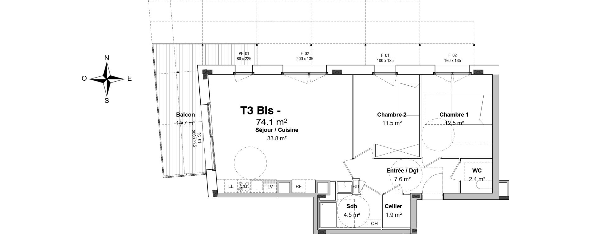 Appartement T3 de 74,10 m2 &agrave; Floirac Floirac lib&eacute;ration