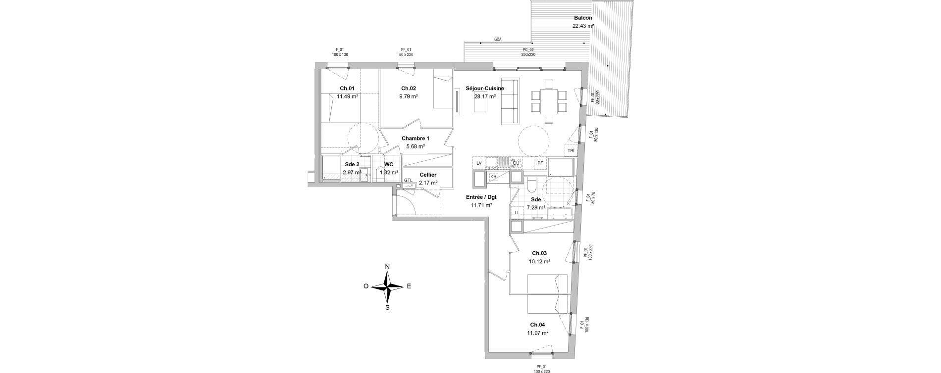 Appartement T5 de 103,17 m2 &agrave; Floirac Floirac lib&eacute;ration