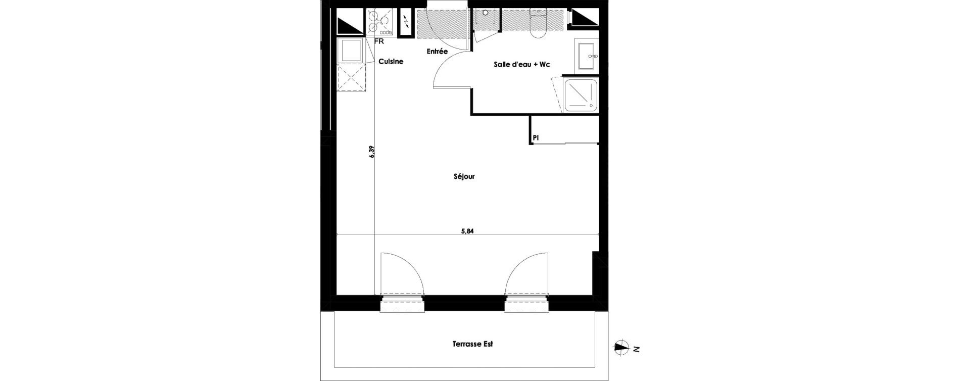 Appartement T1 de 35,84 m2 &agrave; Floirac Gambetta