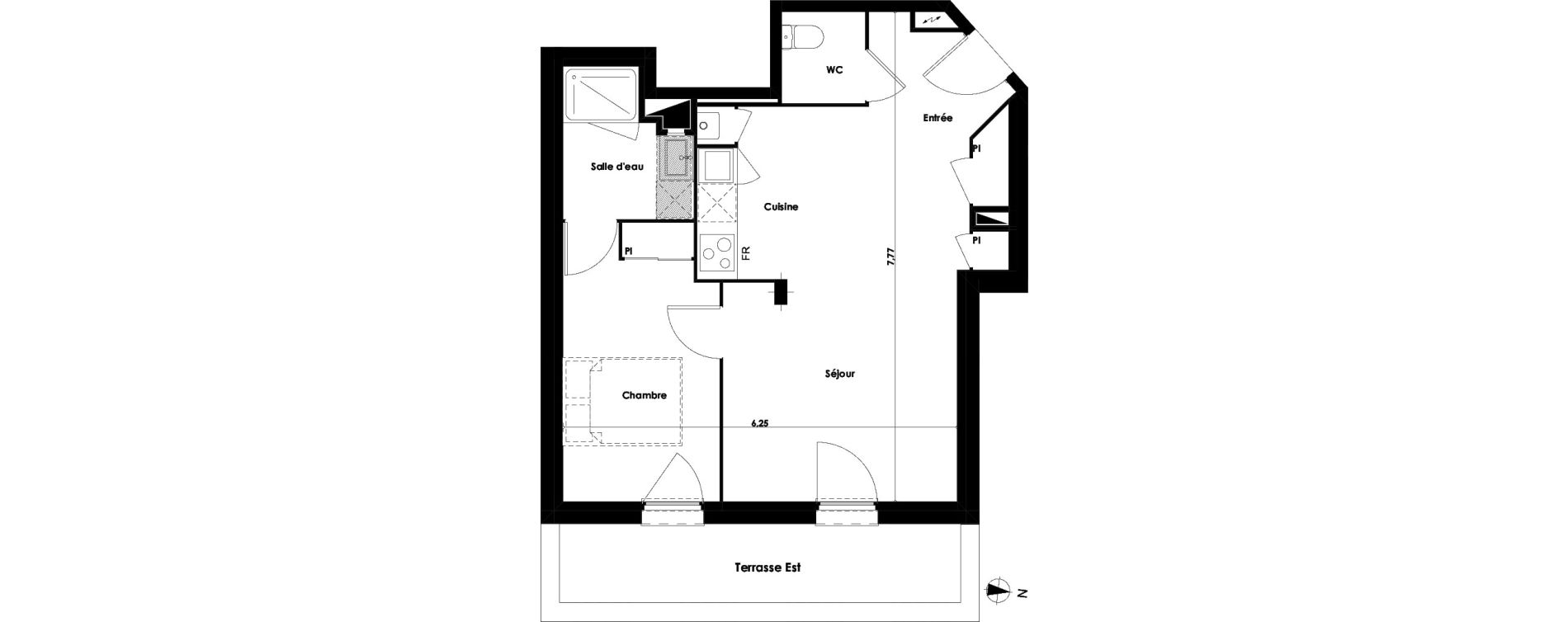 Appartement T2 de 45,40 m2 &agrave; Floirac Gambetta
