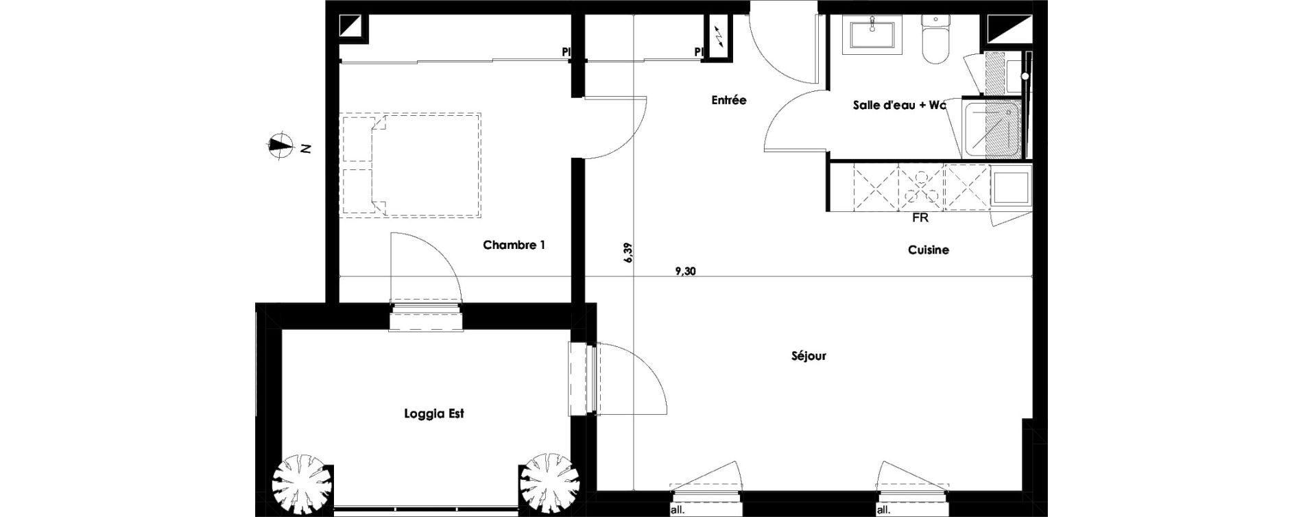Appartement T2 de 48,35 m2 &agrave; Floirac Gambetta