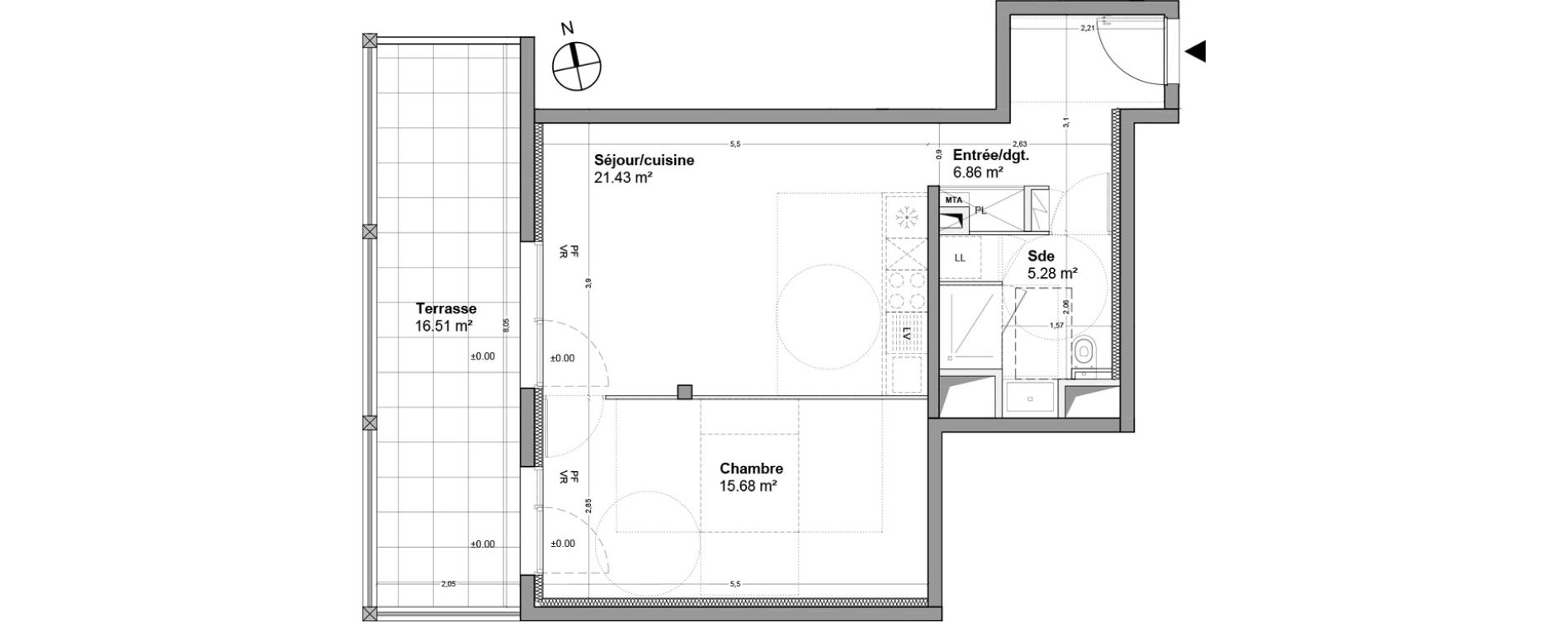 Appartement T2 de 49,25 m2 &agrave; Floirac La souys