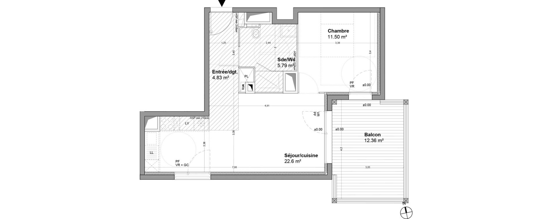 Appartement T2 de 44,71 m2 &agrave; Floirac La souys