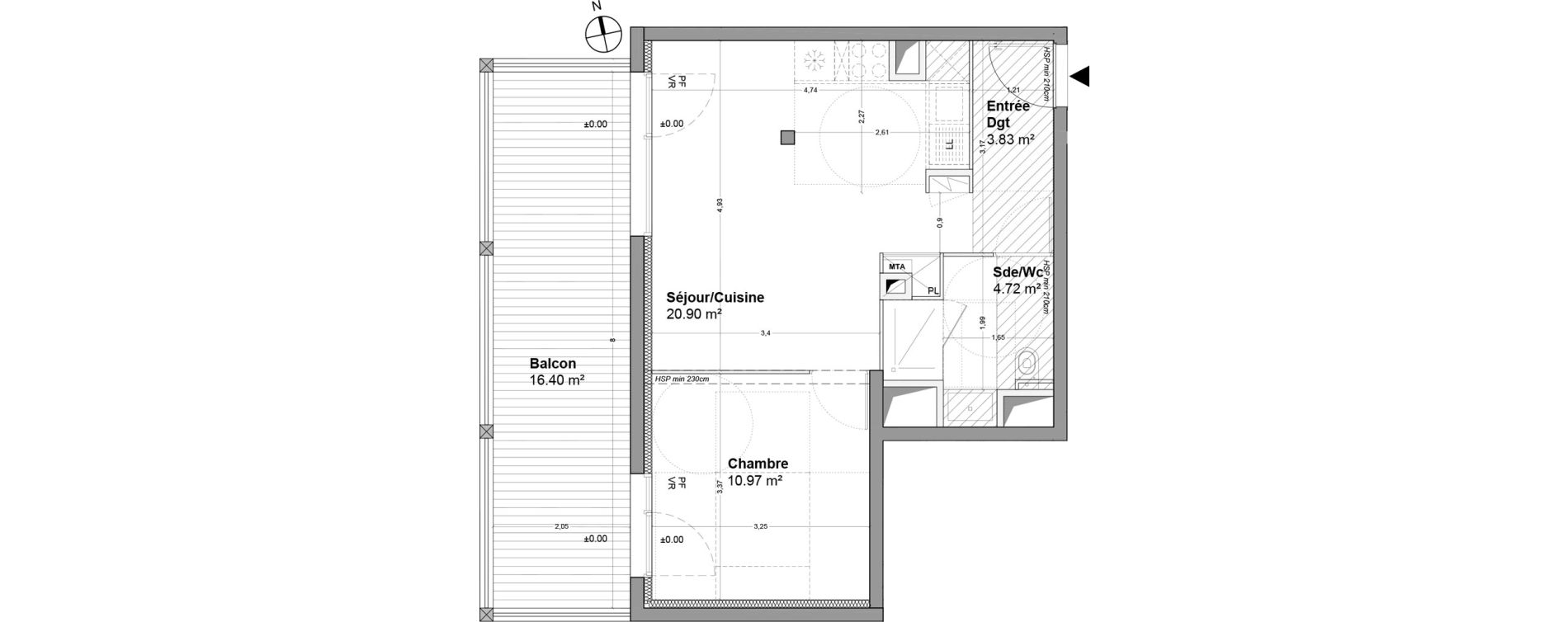 Appartement T2 de 40,43 m2 &agrave; Floirac La souys