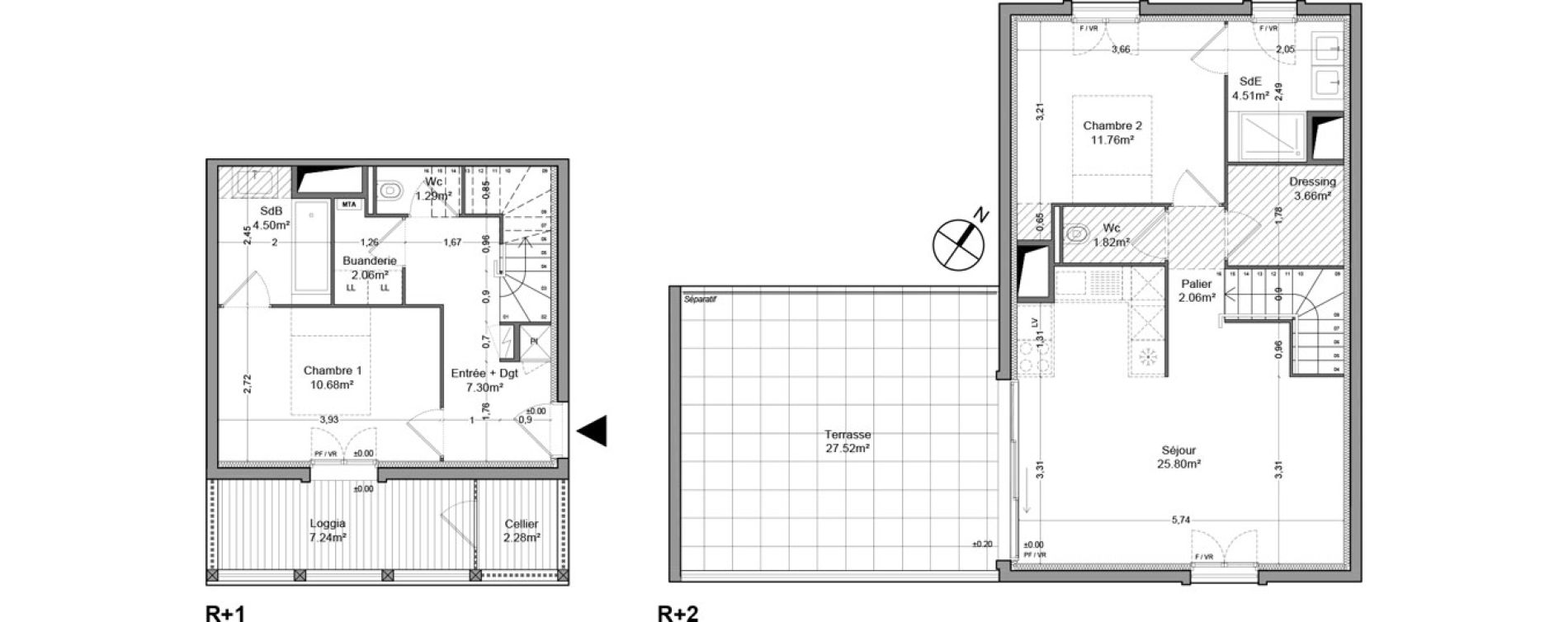 Duplex T3 de 75,44 m2 &agrave; Floirac La souys