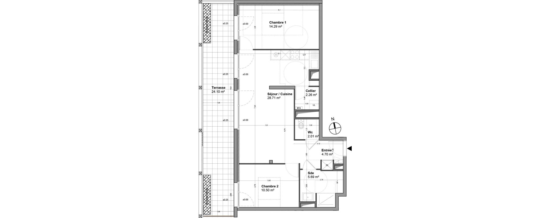 Appartement T3 de 68,16 m2 &agrave; Floirac La souys