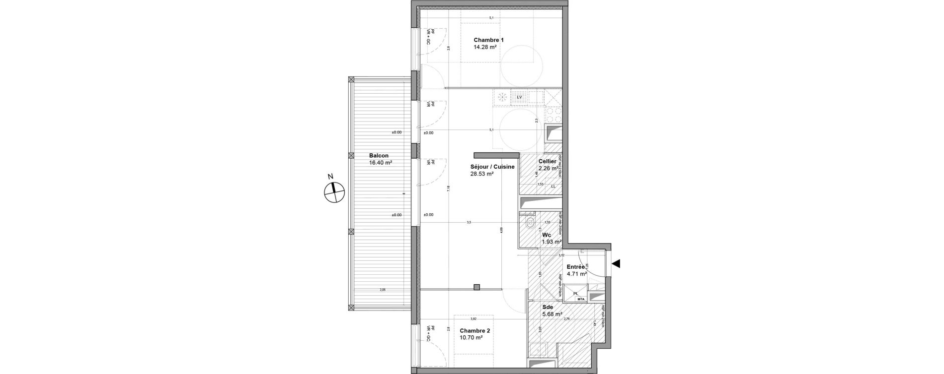 Appartement T3 de 68,09 m2 &agrave; Floirac La souys