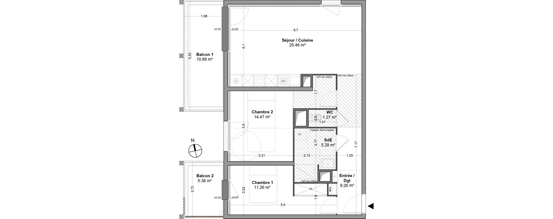 Appartement T3 de 67,00 m2 &agrave; Floirac La souys