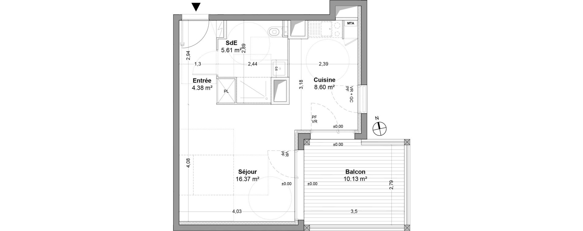 Appartement T1 de 34,96 m2 &agrave; Floirac La souys