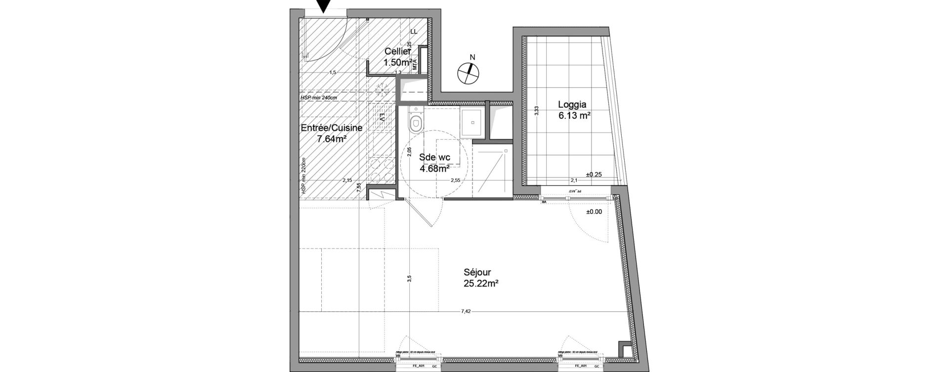 Appartement T1 de 39,04 m2 &agrave; Floirac La souys