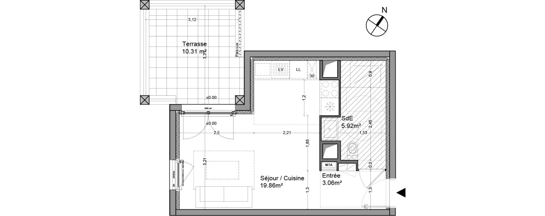 Appartement T1 de 28,84 m2 &agrave; Floirac La souys