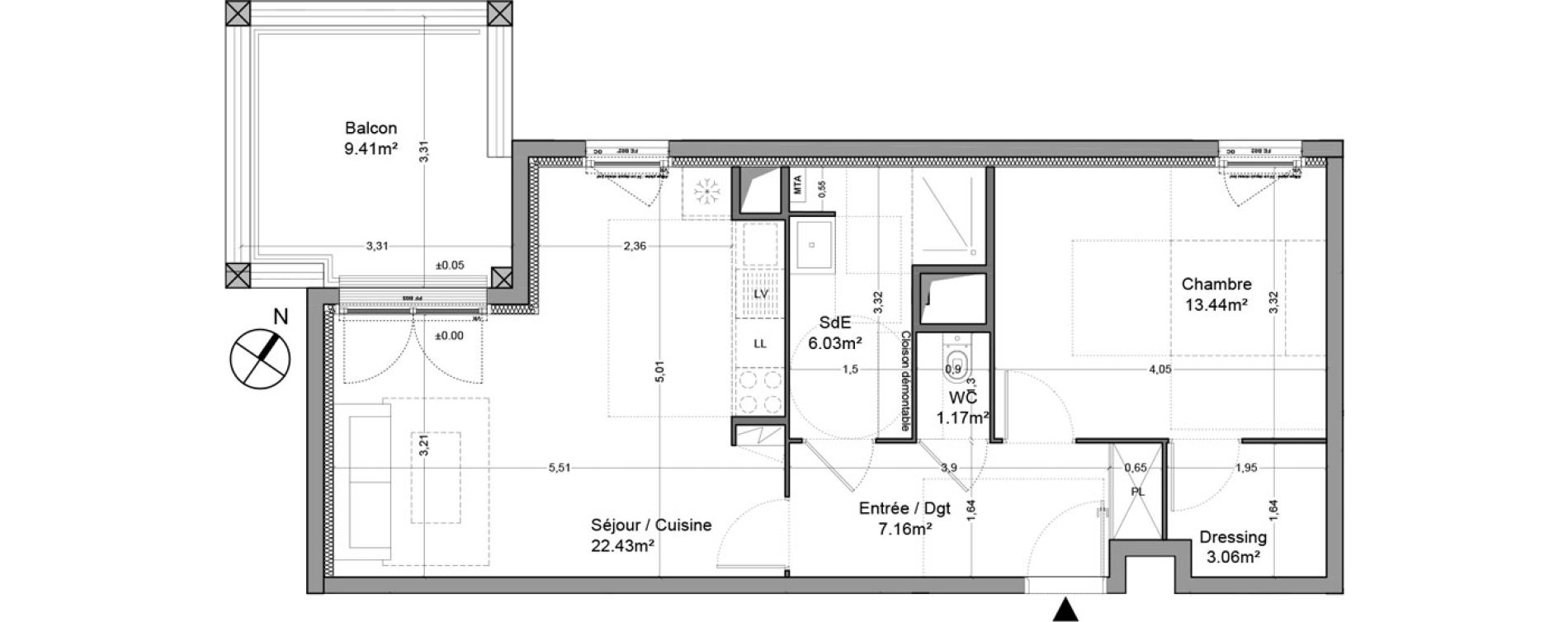 Appartement T2 de 53,29 m2 &agrave; Floirac La souys