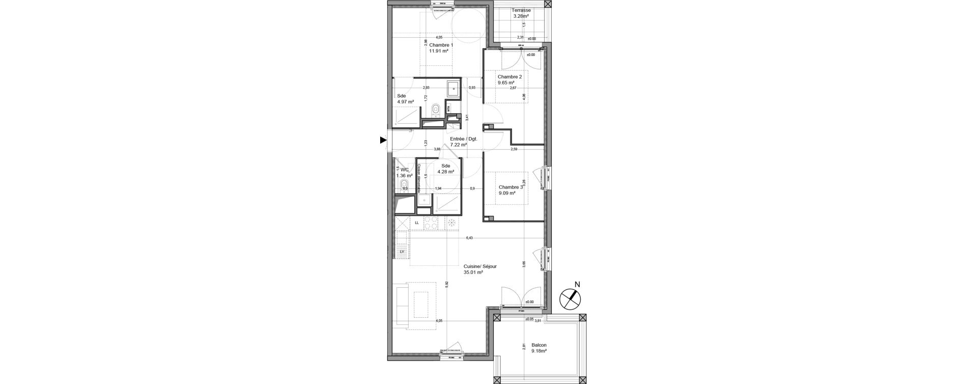 Appartement T4 de 83,49 m2 &agrave; Floirac La souys