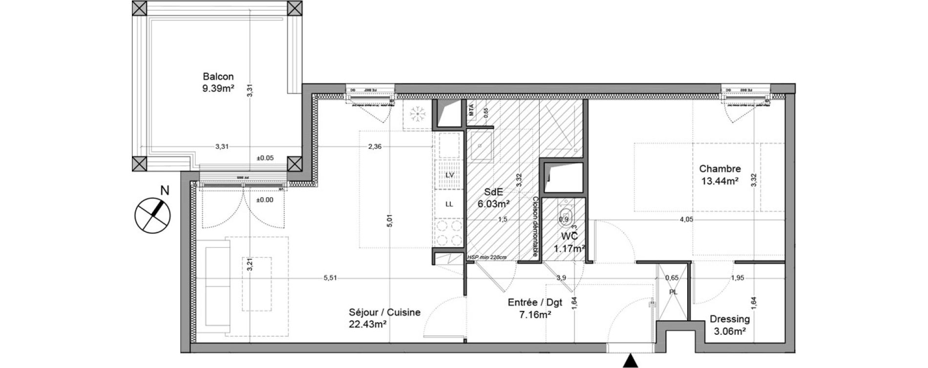 Appartement T2 de 53,29 m2 &agrave; Floirac La souys
