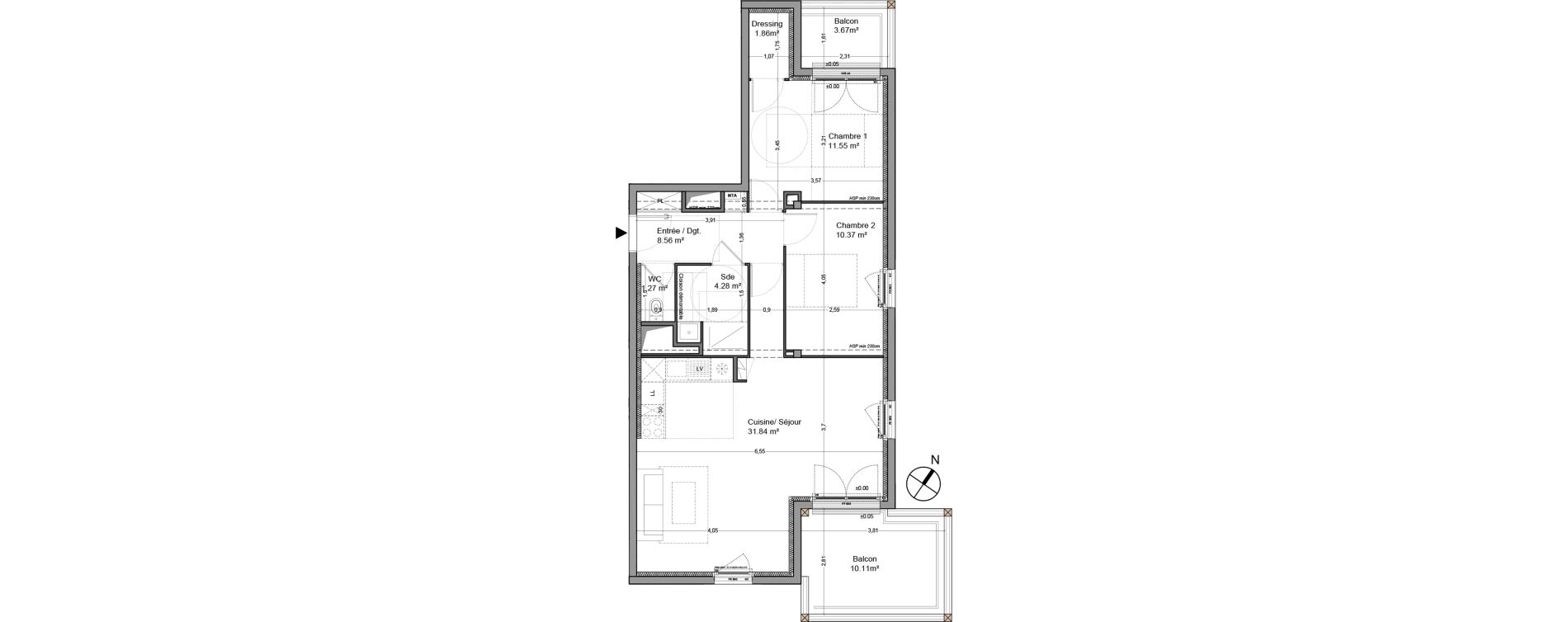 Appartement T3 de 69,73 m2 &agrave; Floirac La souys