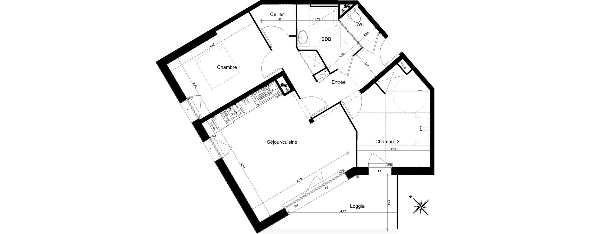 Appartement T3 de 63,76 m2 &agrave; Floirac Lib&eacute;ration