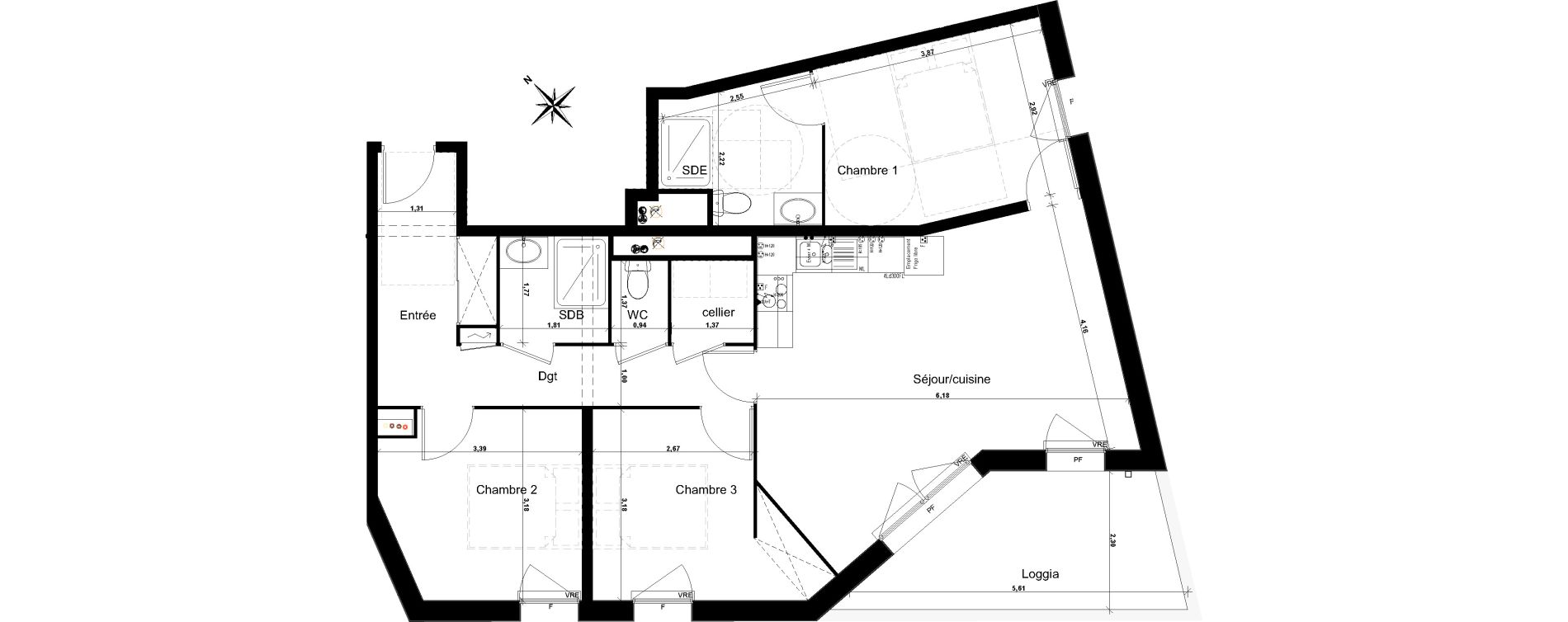 Appartement T4 de 81,13 m2 &agrave; Floirac Lib&eacute;ration