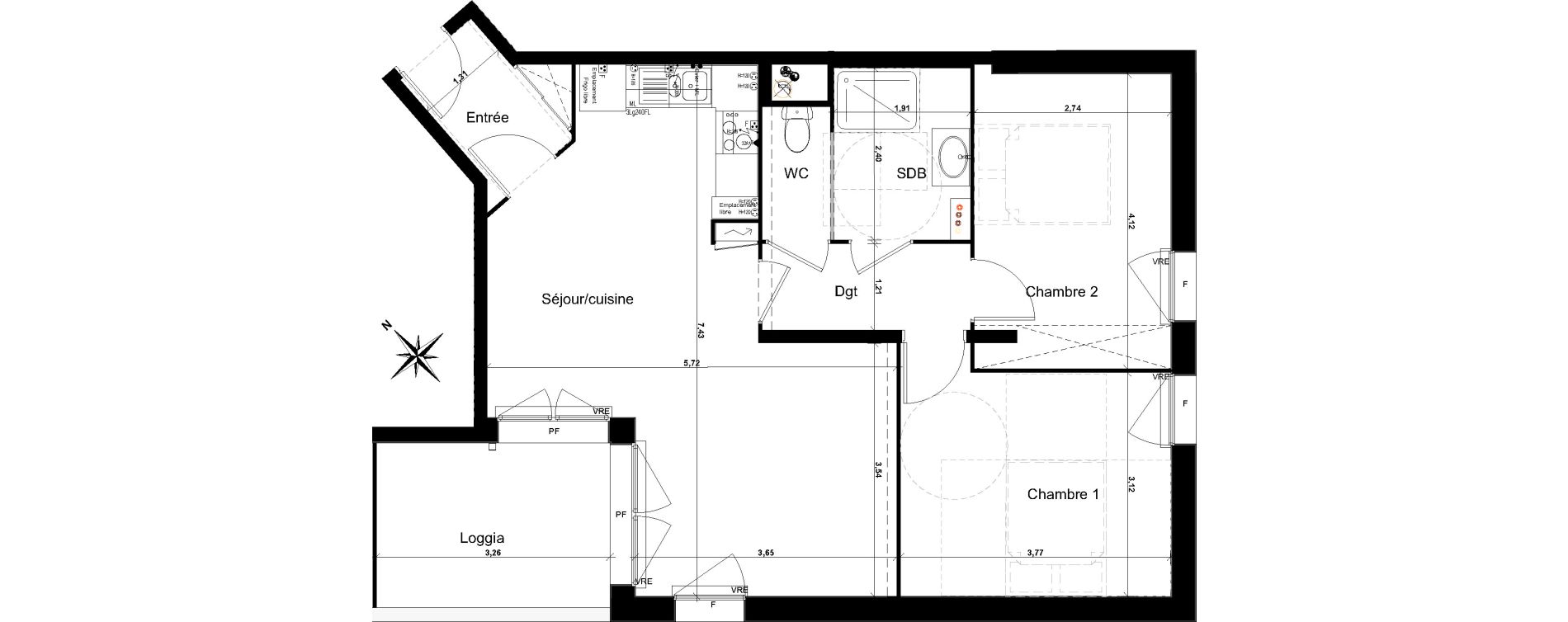 Appartement T3 de 64,09 m2 &agrave; Floirac Lib&eacute;ration