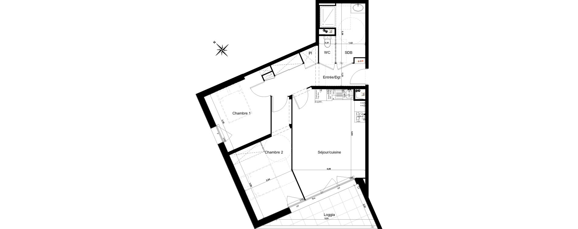 Appartement T3 de 63,29 m2 &agrave; Floirac Lib&eacute;ration